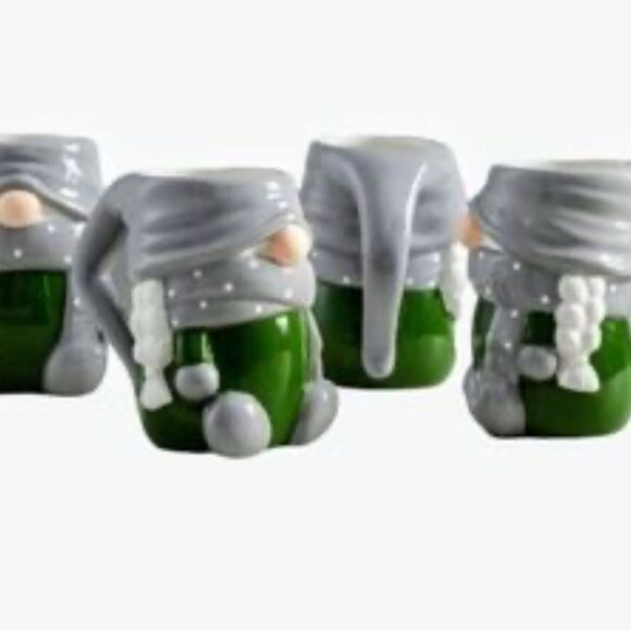Pottery Barn GNOMETTE gnome shaped ceramic 4 mug Gnome Set - Picture 6 of 11